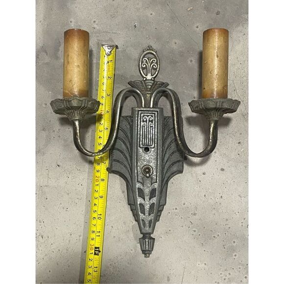 Antique Art Deco 2 Light Wall Sconce for repair - Picture 7 of 8